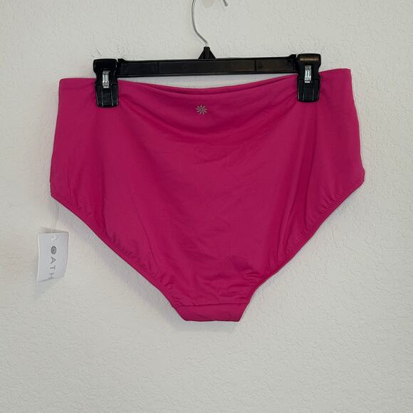 NWT Athleta High Waist Bikini Bottom Pink Sz Large - Picture 2 of 5
